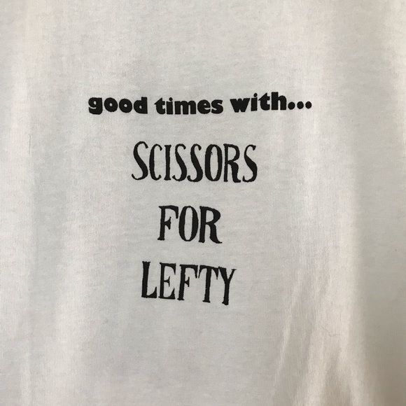Scissors For Lefty white cotton graphic band tee - Picture 6 of 8